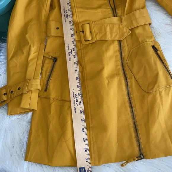 Blanc Noir Multi Zippered Pockets Belted Trench Coat Womens Cotton Blends SZ S - Picture 14 of 14